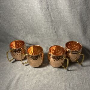 Set of 4~Hammered Dimpled Copper Moscow Mule Barrel Cups